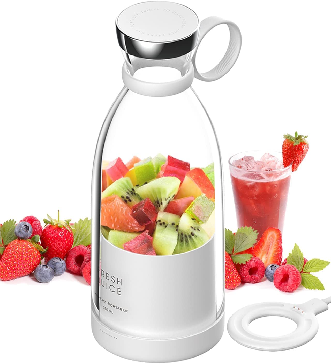 Tragbarer Smoothie Mixer 700ml - USB-aufladbar Mit 12 Edelstahlklingen